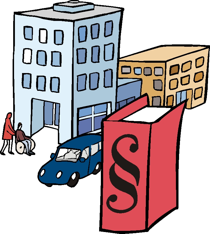 Gesetzbuch vor einem Gebäude