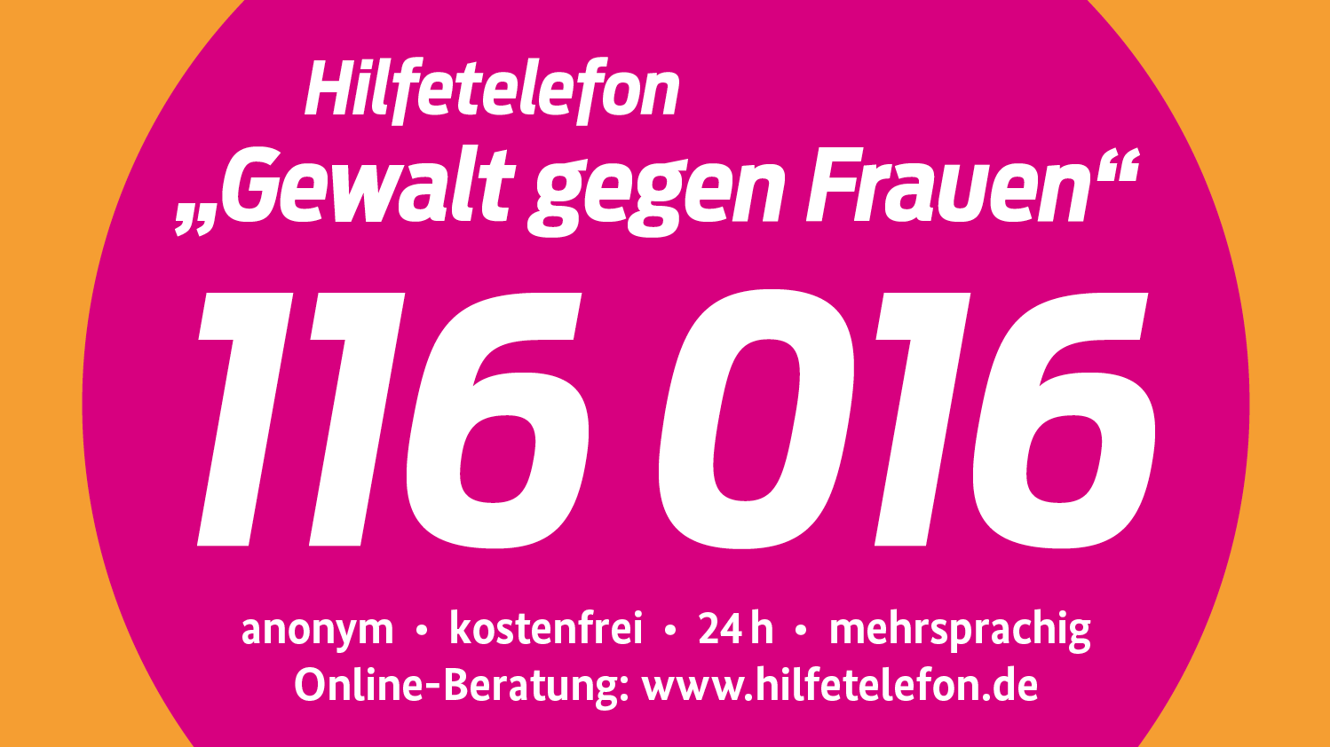 Hilfetelefon "Gewalt gegen Frauen" unter 116 116